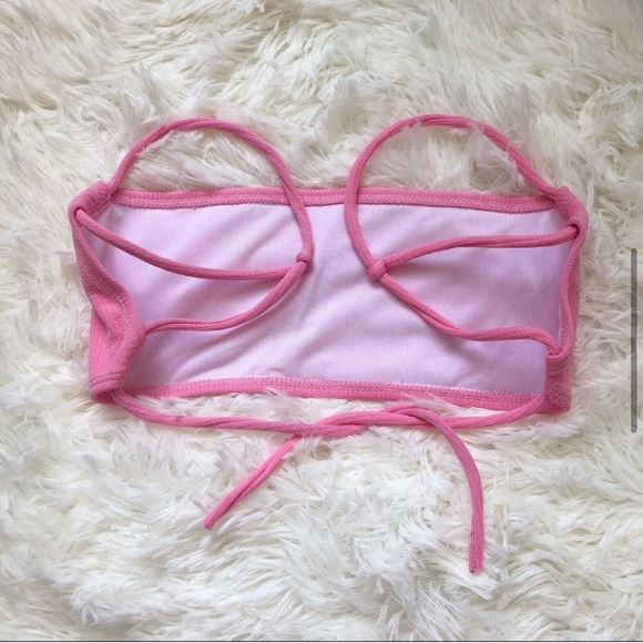 New Medium Ribbed Pink Bikini Top & Bottom Set - Picture 3 of 7